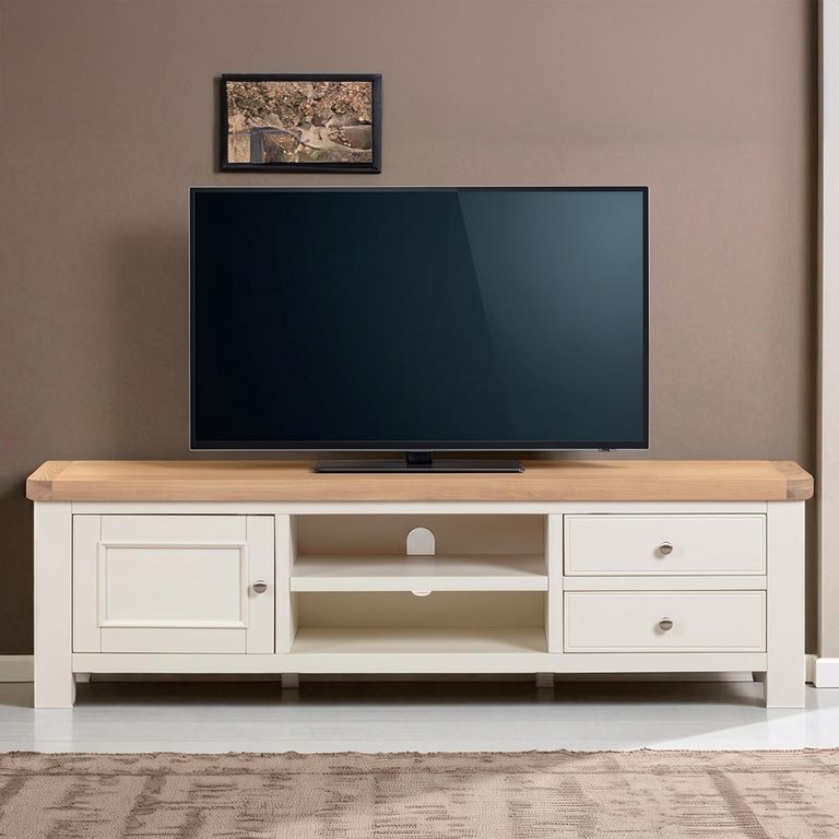 Windsor White Painted 170cm 1 Door 2 Drawer Large TV Unit