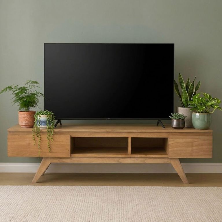 Rimini Natural Mindi Wood 150cm 2 Drawer Medium TV Unit