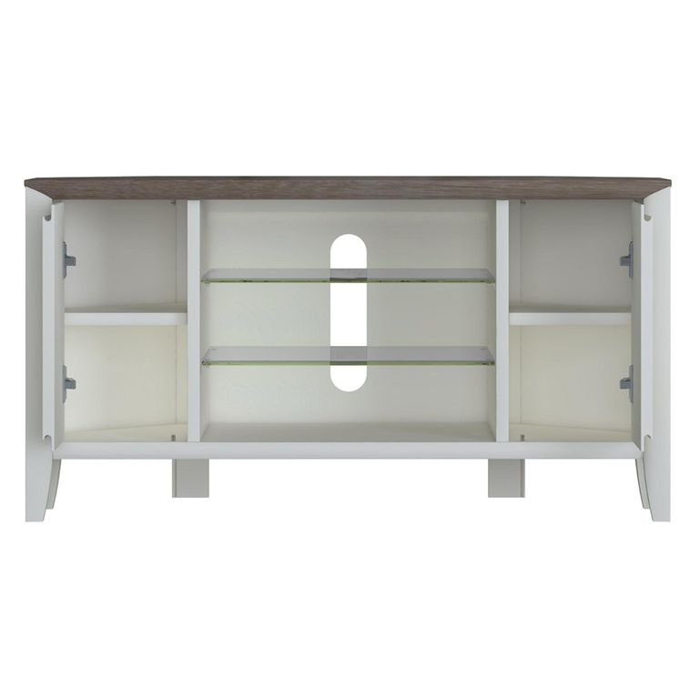 Bergen Grey Washed Oak & Soft Grey Corner Entertainment Unit - 32in