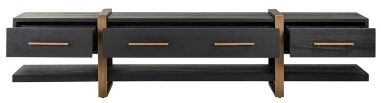 Cambon Dark Oak and Brass Extra Large TV Unit