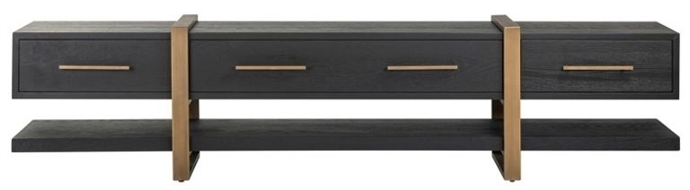 Cambon Dark Oak and Brass Extra Large TV Unit