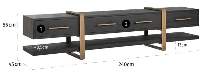 Cambon Dark Oak and Brass Extra Large TV Unit