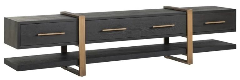 Cambon Dark Oak and Brass Extra Large TV Unit