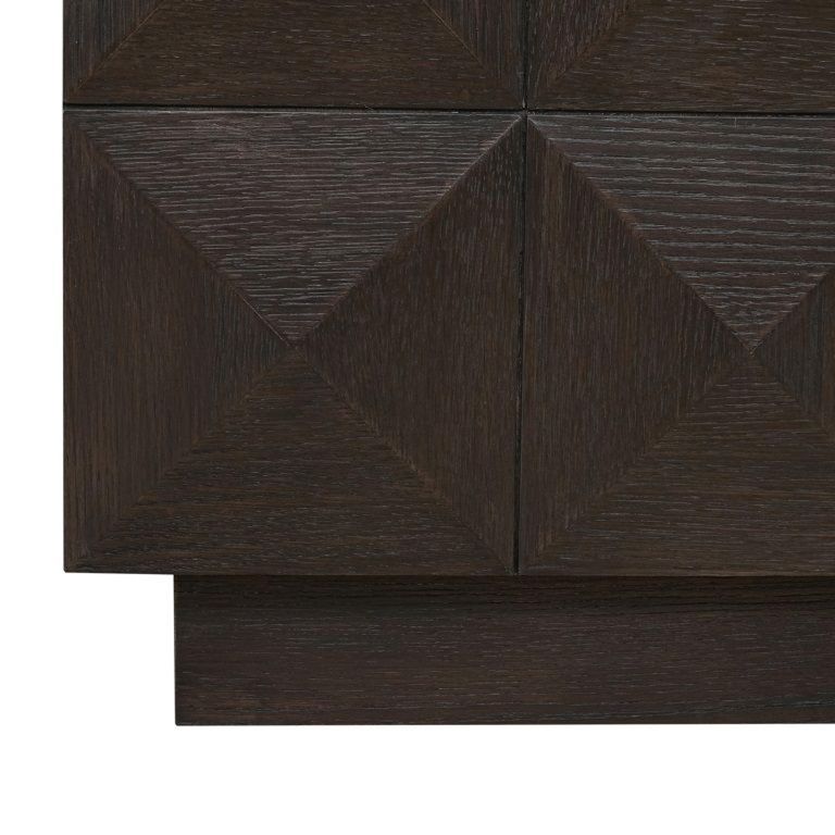 Claremont Dark Wood Extra Large Geometric TV Unit with Travertine Top