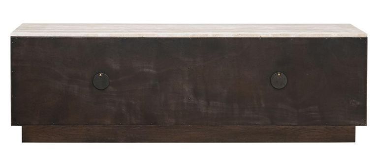 Claremont Dark Wood Extra Large Geometric TV Unit with Travertine Top