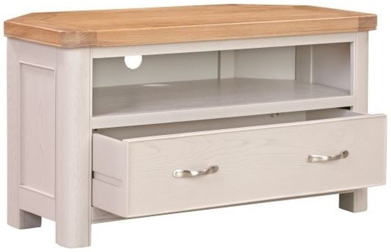 Clarion TV Unit - 1 Drawer - Corner - Oak and Grey