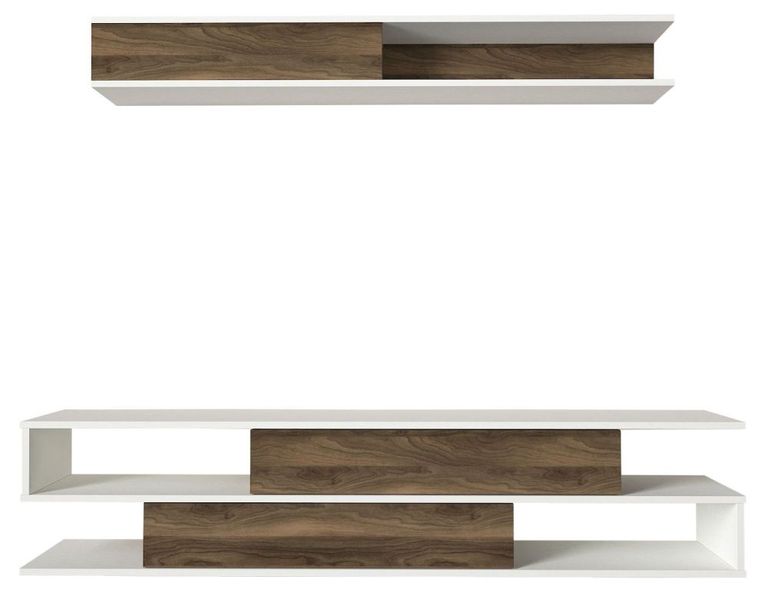 Clearance - Cavalero TV Unit - 2 Door - White and Walnut