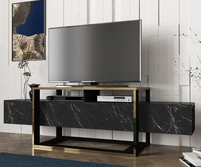Clearance - Weldona TV Unit - Black Marble Effect
