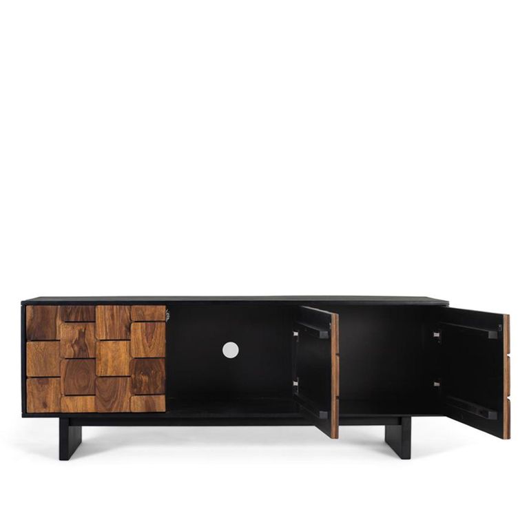 Esmeralda TV Unit - 3 Door - Black Mango Wood