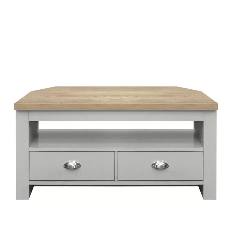 Highgate Corner TV Unit - 2 Drawer - Grey Painted