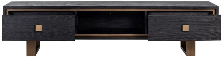 Hunter Black Oak Extra Large TV Unit with Gold Trim