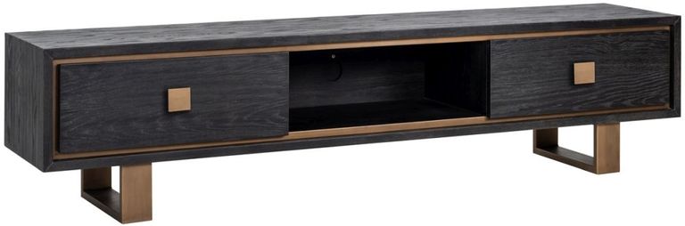 Hunter Black Oak Extra Large TV Unit with Gold Trim