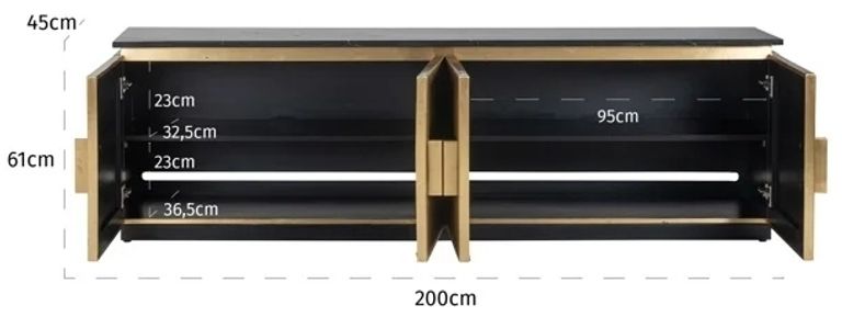 Ironville Brass Ribbed Extra Large TV Unit