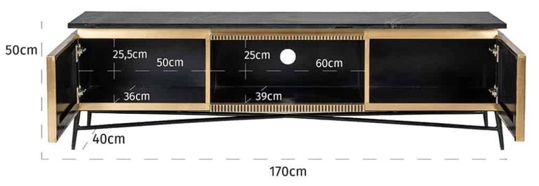 Ironville Brass Ribbed Large TV Unit