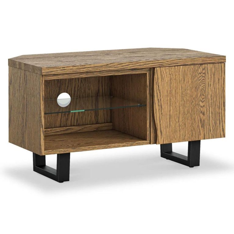 Jersey TV Unit - 1 Door Corner - Industrial Style - Oak