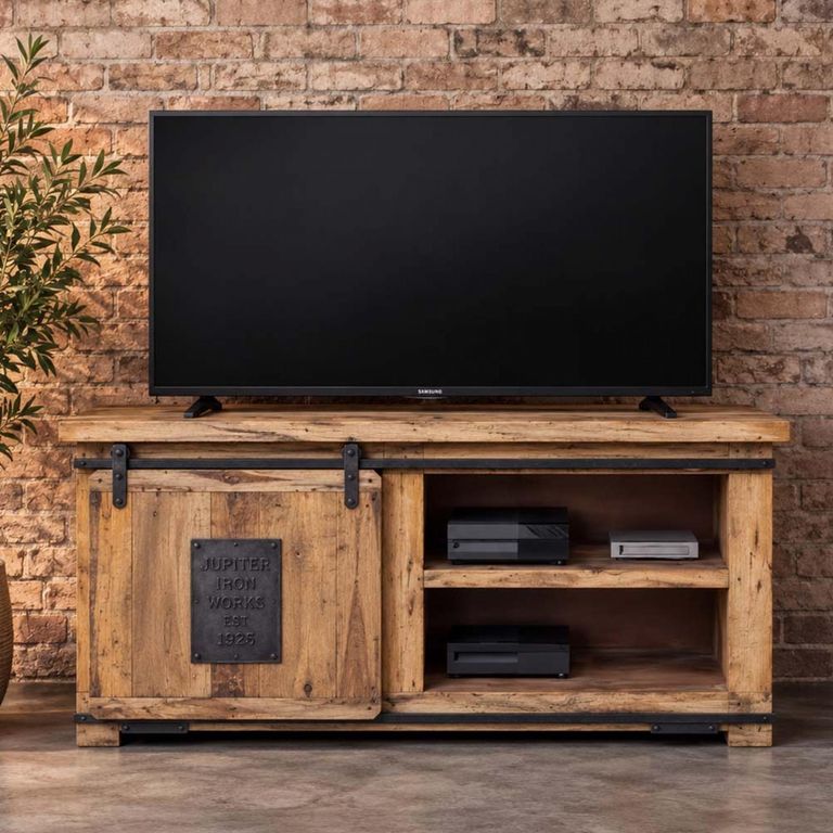 Jupiter Industrial Mango Wood 110cm 1 Sliding Door Compact TV Cabinet