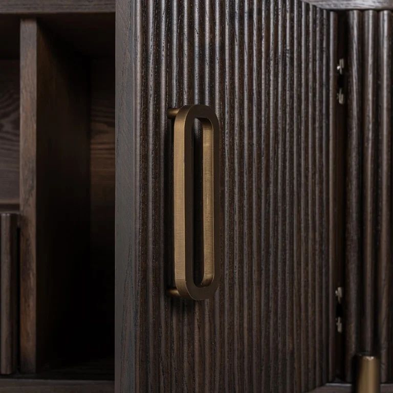 Luxor Brushed Brass Ribbed Extra Large Curved TV Unit