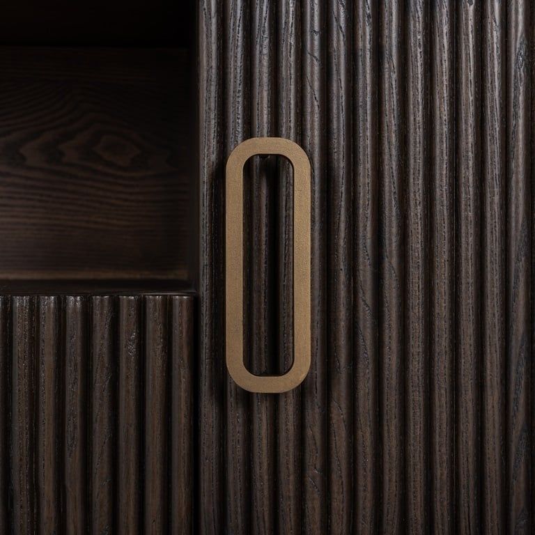 Luxor Brushed Brass Ribbed Extra Large Curved TV Unit