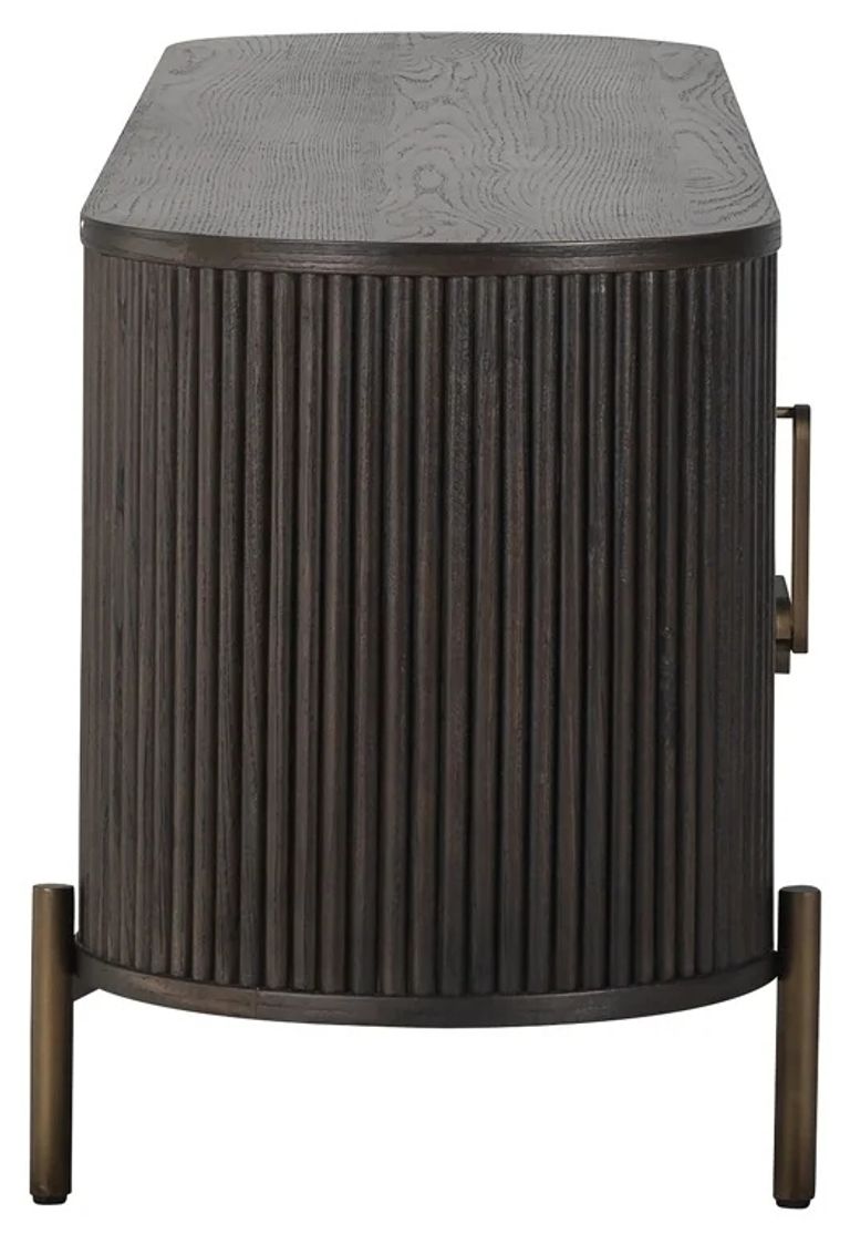 Luxor Brushed Brass Ribbed Extra Large Curved TV Unit