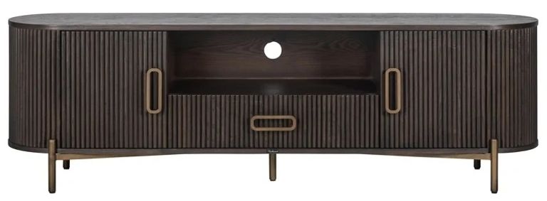 Luxor Brushed Brass Ribbed Extra Large Curved TV Unit