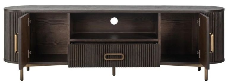 Luxor Brushed Brass Ribbed Extra Large Curved TV Unit