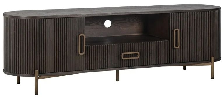 Luxor Brushed Brass Ribbed Extra Large Curved TV Unit