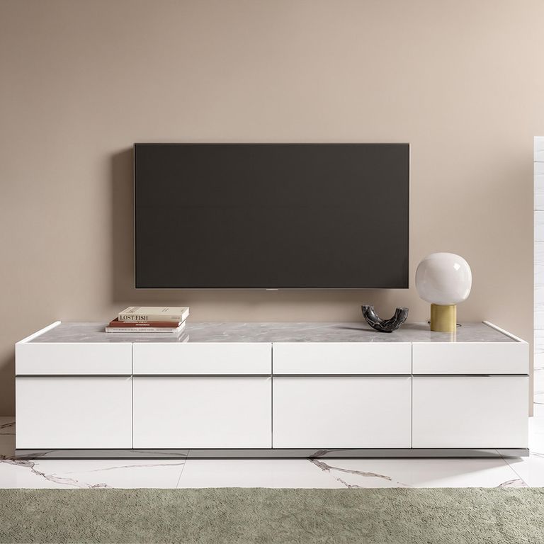 Modern Mara White 195cm 4 Door TV Unit
