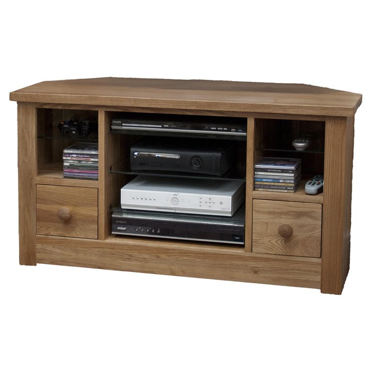 Torino Corner TV Unit - 2 Drawer - Oak