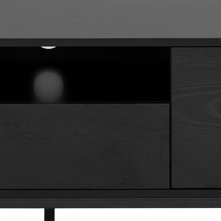 Seaford TV Unit - 2 Drawer - Storage - Black Melamine and Metal