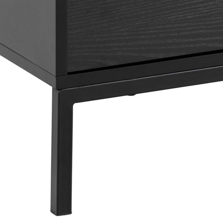 Seaford TV Unit - 2 Drawer - Storage - Black Melamine and Metal