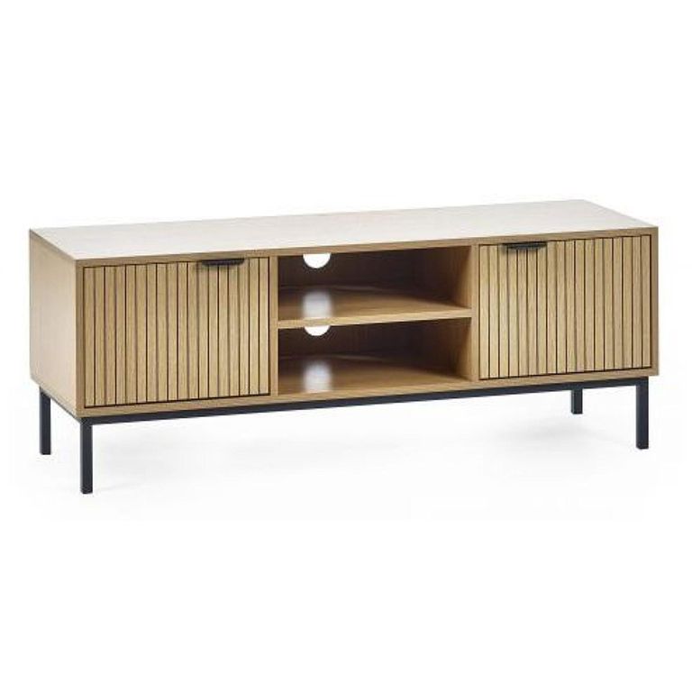 Sia TV Unit - 2 Door - Ribbed - Oak