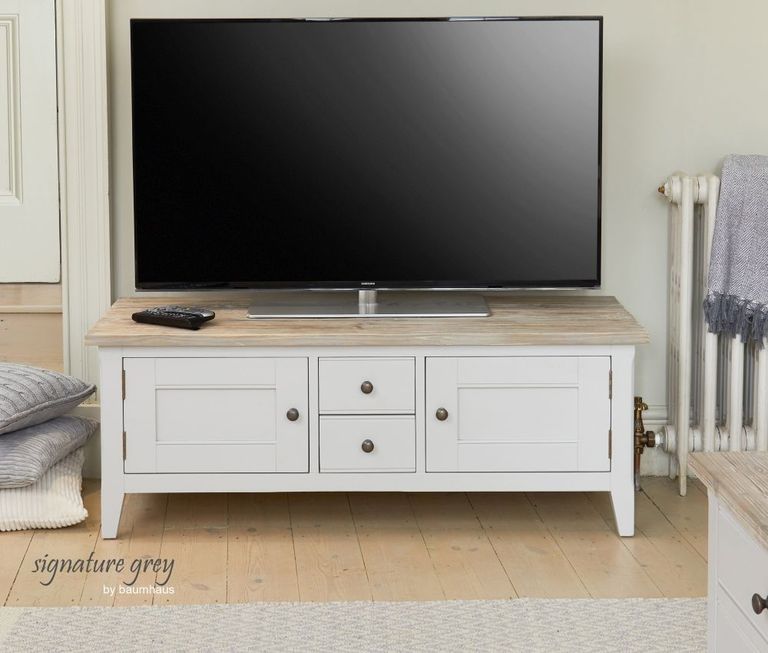 Signature Grey Painted TV Stand - 2 Door - 2 Drawer