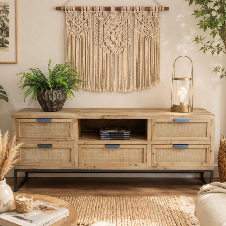 Wooden 5 Drawer TV Unit