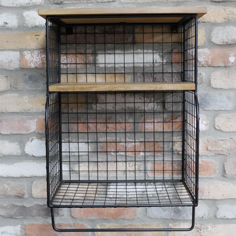 Industrial Wall Unit - Small - Black - Mango Wood and Metal