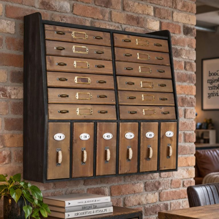 Storage Unit Apothecary Wall Multi Drawer Wooden