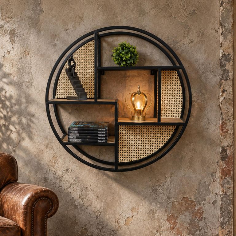 Black Metal Round Wall Unit