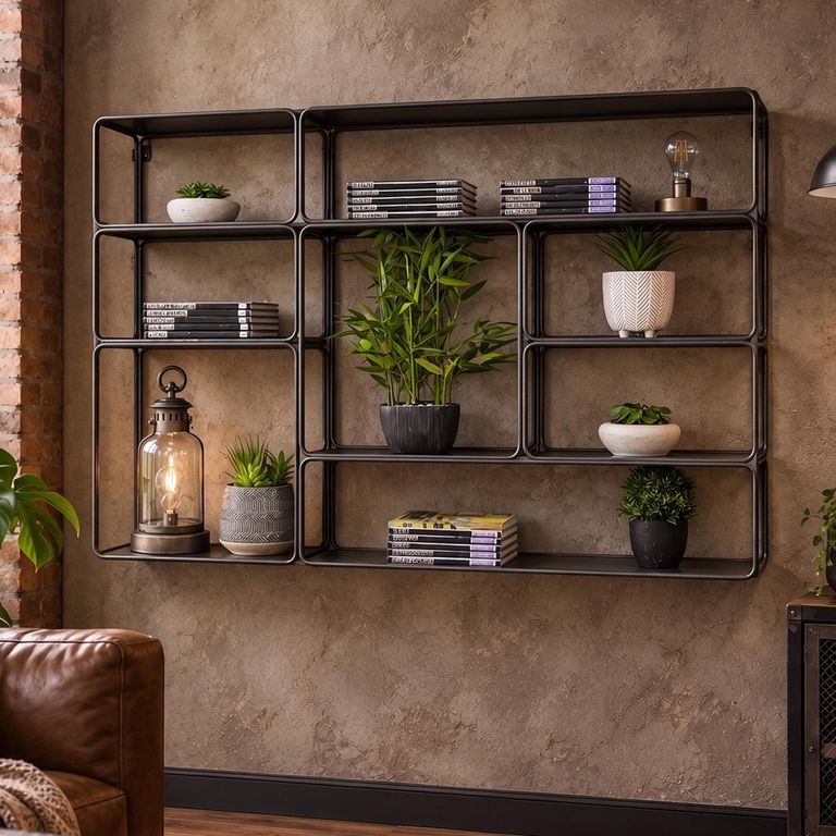 Industrial Black Metal Wall Unit