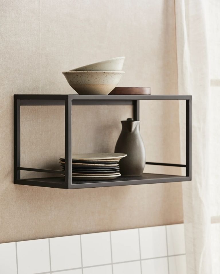 Flint Wall Shelf - Black - Pine Wood
