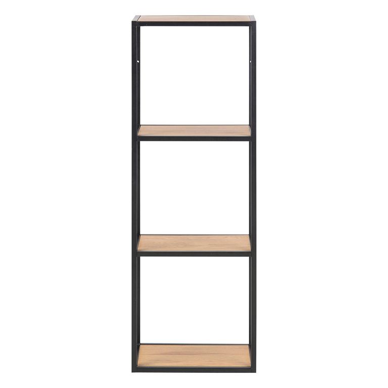 Seaford Wall Shelf - Narrow - Oak and Black Metal