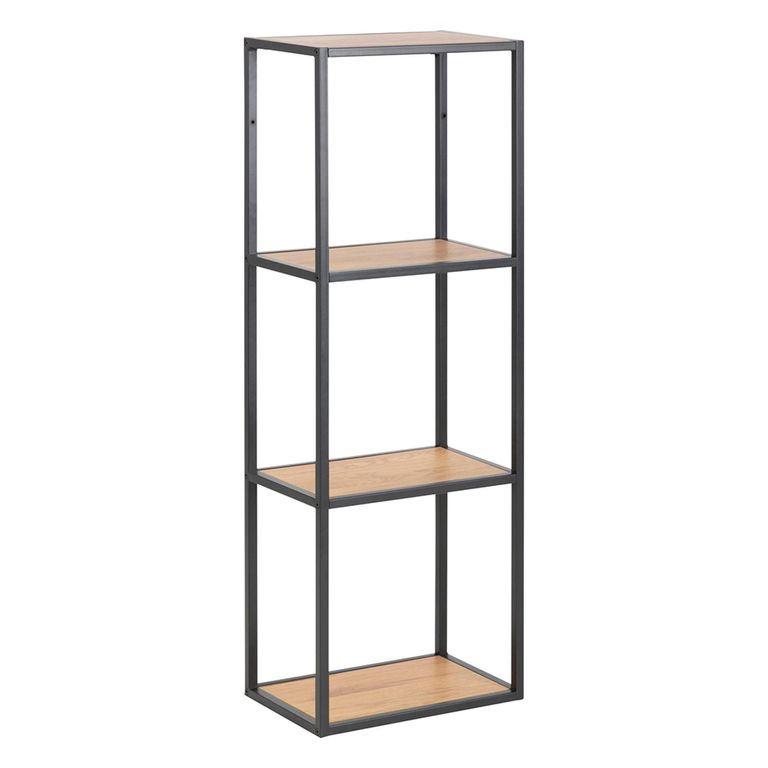 Seaford Wall Shelf - Narrow - Oak and Black Metal