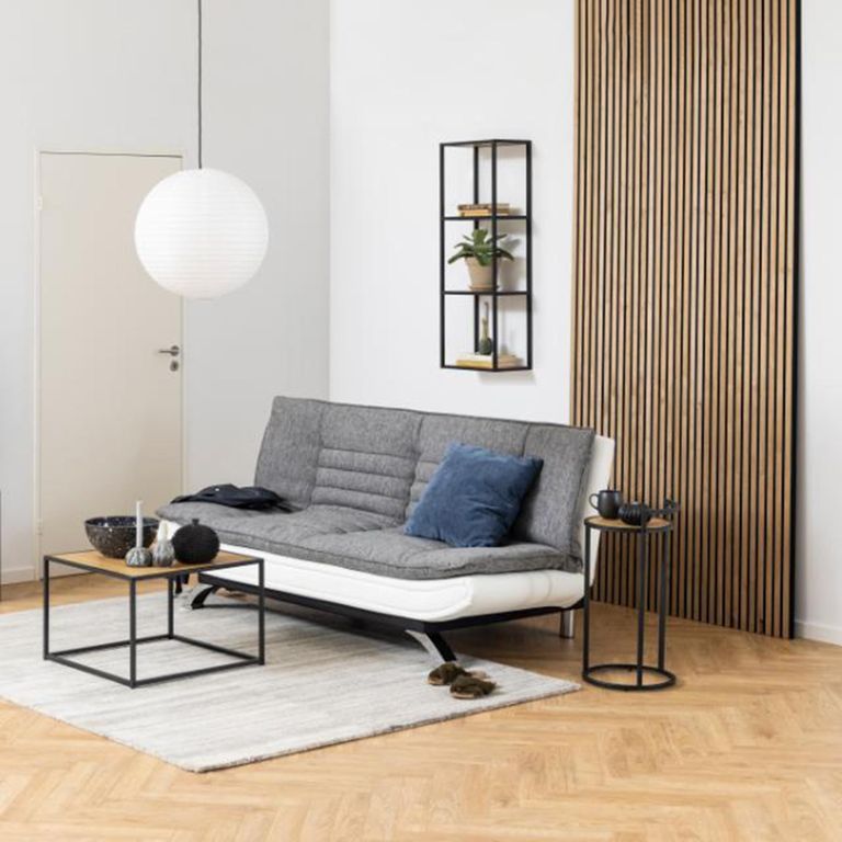 Seaford Wall Shelf - Narrow - Oak and Black Metal