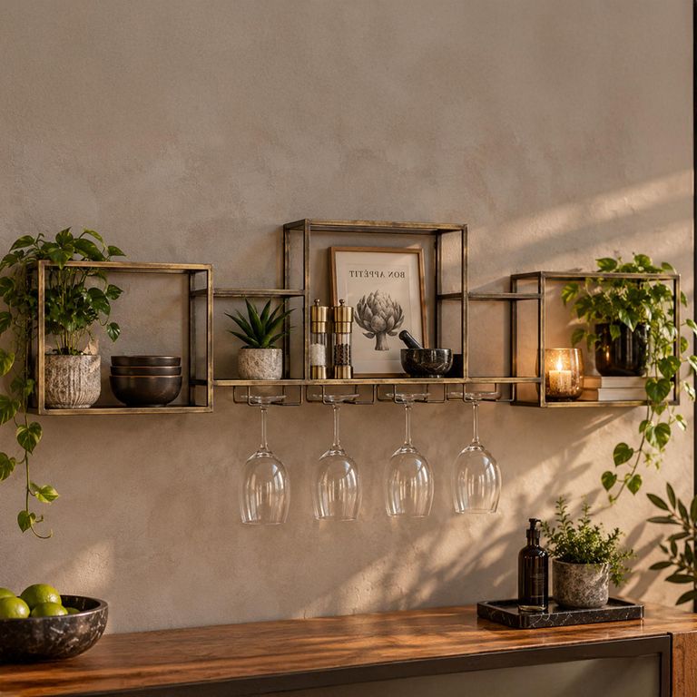Metal and Glass Wall Rack