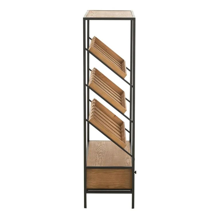 Bar Cabinet - 2 Drawer - Medium - Natural Wood and Black Metal