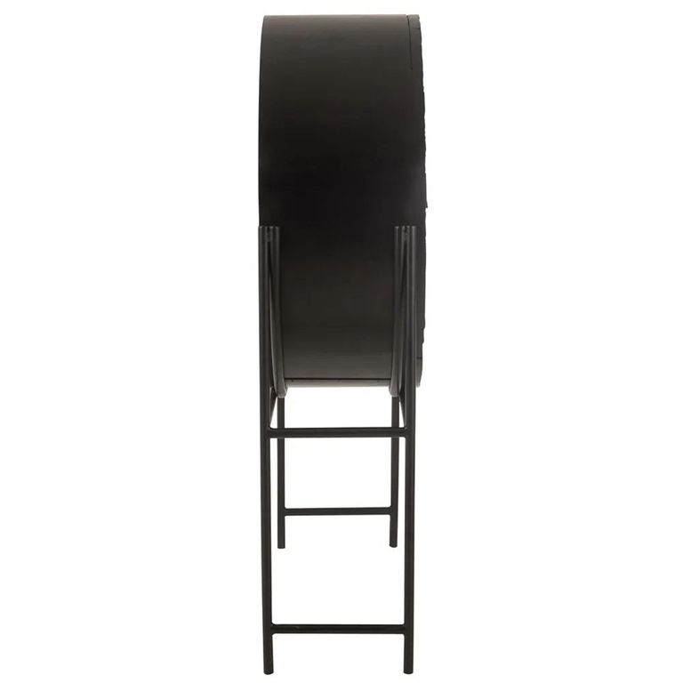 Shanil Bar Cabinet - 2 Door - Sunburst Desgin - Black - Recycled Sleeper Wood and Metal
