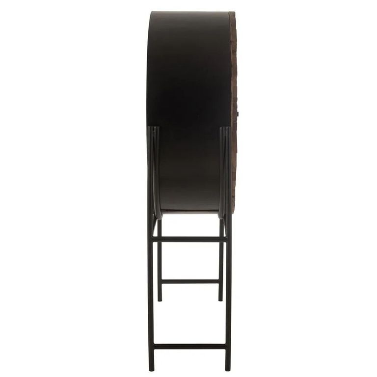 Shanil Bar Cabinet - 2 Door - Sunburst Desgin - Brown and Black - Recycled Sleeper Wood and Metal