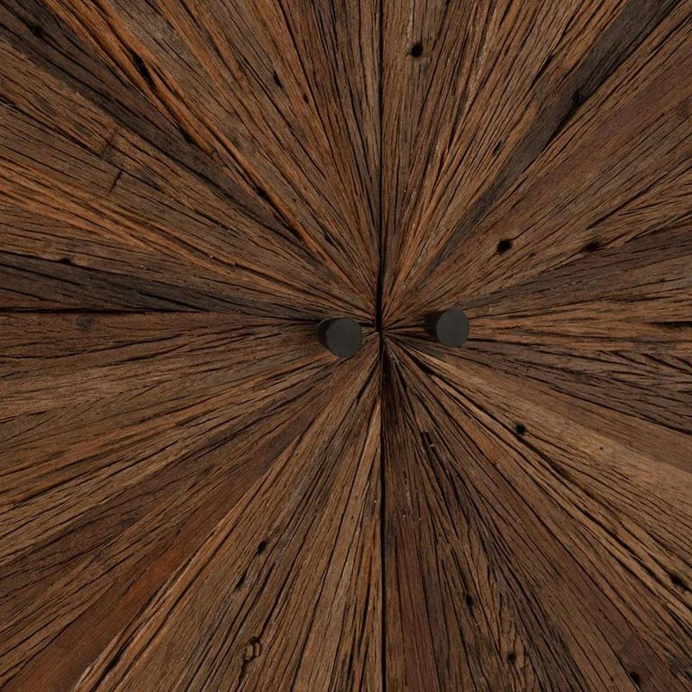 Shanil Bar Cabinet - 2 Door - Sunburst Desgin - Brown and Black - Recycled Sleeper Wood and Metal