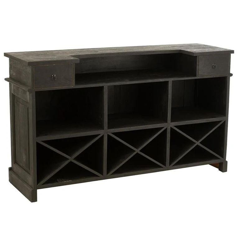 Bar Cabinet - 2 Drawer - Black - Mango Wood