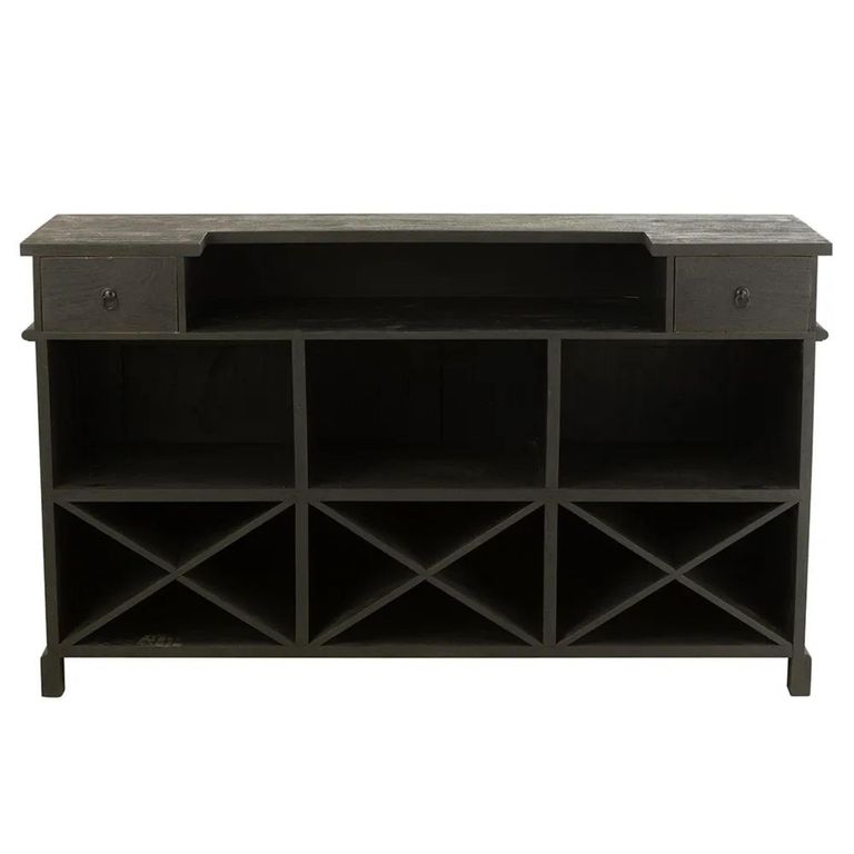Bar Cabinet - 2 Drawer - Black - Mango Wood