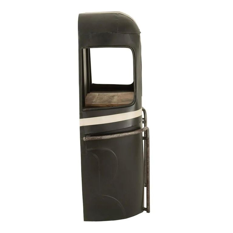Cable Car Bar Cabinet - 1 Door - Black and White - Mango Wood and Metal