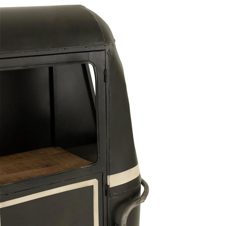 Cable Car Bar Cabinet - 1 Door - Black and White - Mango Wood and Metal
